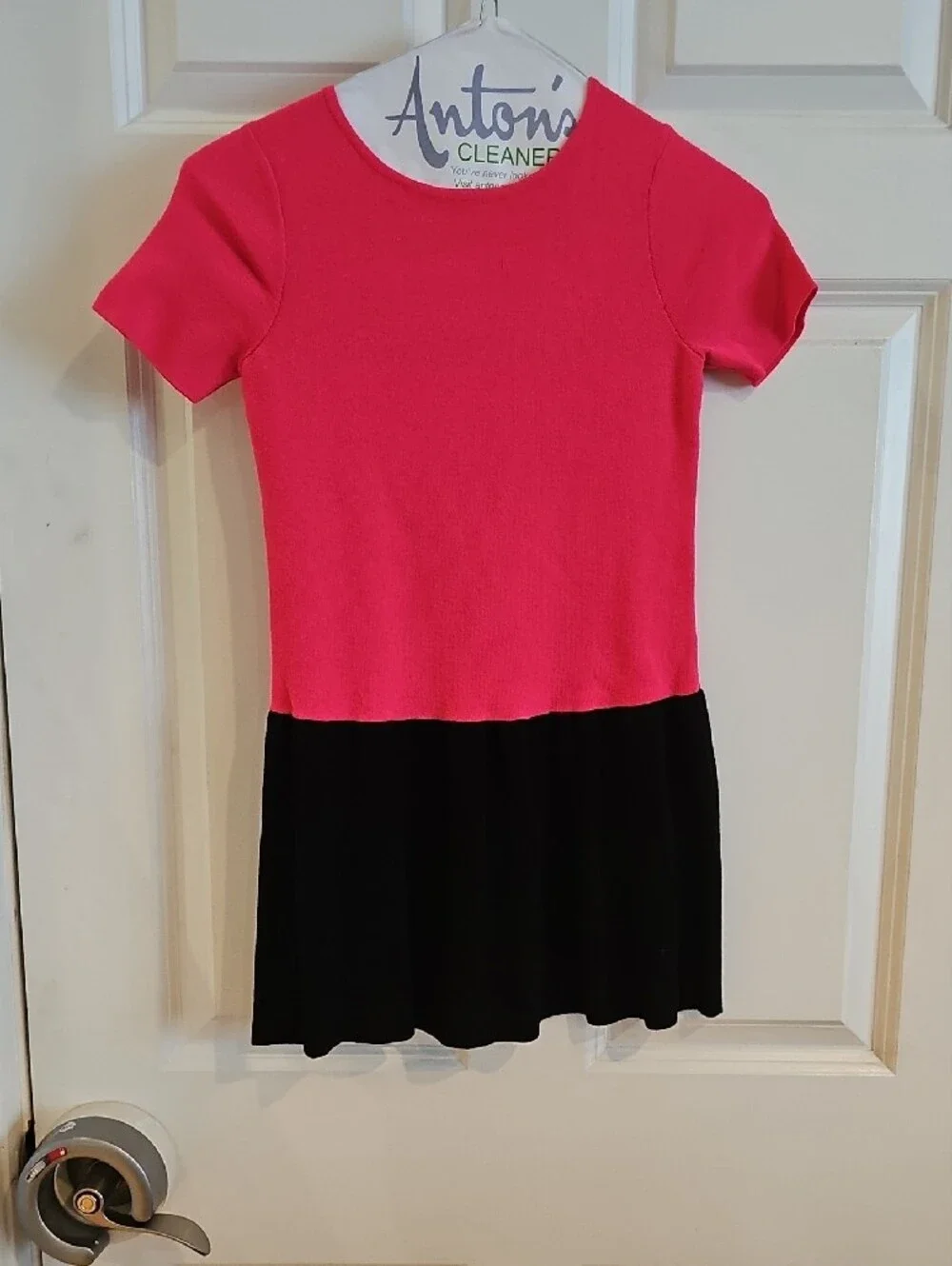 Milly Minis Hot Pink Black Colorblock Knit Dress With Cardigan Size 10